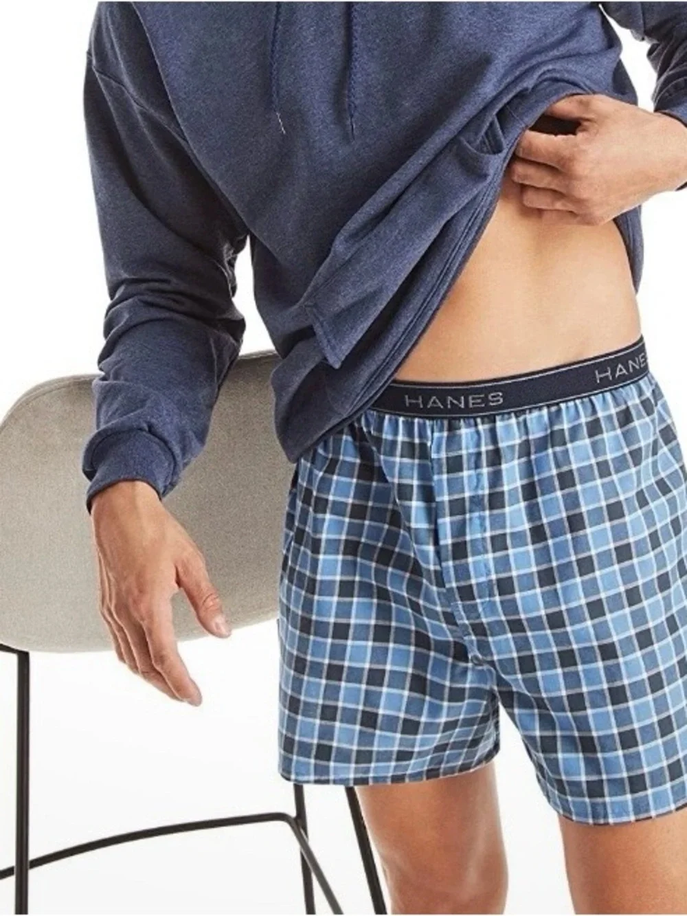 Hanes Blue Plaid Comfort Flex Waist Boxer Shorts Tagless 5-Pack NWT Men’s Boxers
